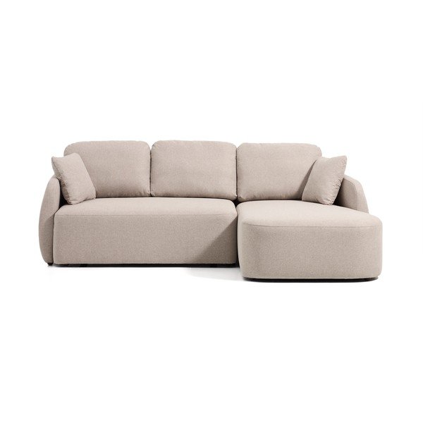 Smėlio spalvos sulankstoma kampinė sofa iš šenilinio audinio (su kairiuoju kampu/su gultu) Laira – Kave Home
