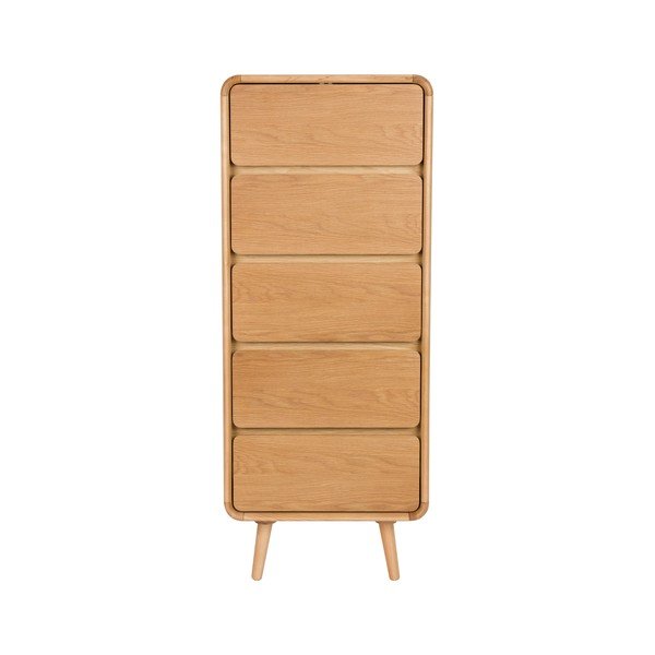 Natūralios spalvos iš uosio masyvo šoninė spintelė 45x112x40 cm Rise – Zuiver
