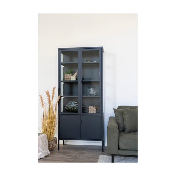 Iš metalo vitrina juodos spalvos 80x180 cm Brisbane – House Nordic-image-4