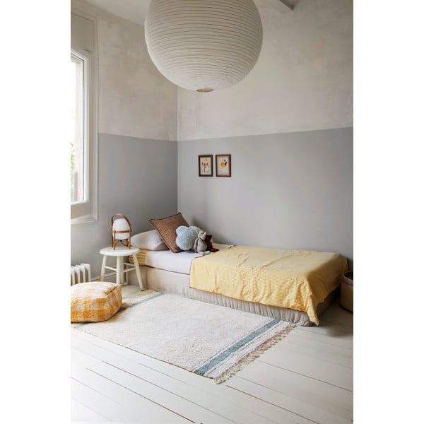 Skalbiamas/rankų darbo iš medvilnės kilimas mėlynos spalvos/kreminės spalvos 140x200 cm Gastro Vintage Blue – Lorena Canals-image-1