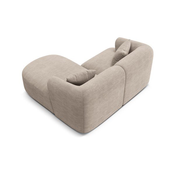Šviesiai rudos spalvos kampinė sofa iš kordinio velveto (su dešiniuoju kampu/su gultu) Campi – Cosmopolitan Design-image-3