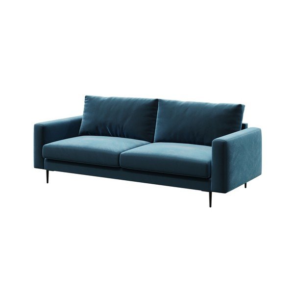Tamsiai mėlyna aksominė sofa Devichy Levie, 222 cm-image-2