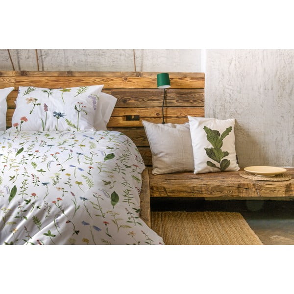 Viengulė patalynė baltos spalvos/žalios spalvos iš satino medvilnės 140x200 cm – Butter Kings-image-1