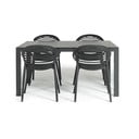 Sodo valgomojo baldų komplektas 6 asmenims su juodomis kėdėmis Joanna ir stalu Viking, 90 x 150 cm