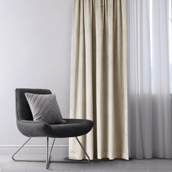 Smėlio spalvos iš velveto pritemdymas (dalinis užtemimas) užuolaida 140x270 cm Eyelets – Restilo-image-2