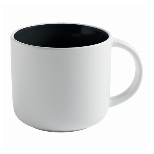 Baltas porcelianinis puodelis su juodu vidumi Maxwell & Williams Tint, 440 ml