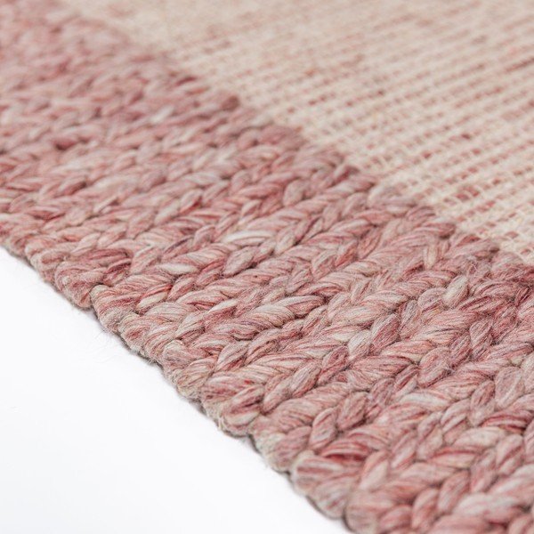 Rankų darbo šviesiai rožinės spalvos iš vilnos mišinio kilimas 160x230 cm Rue – Flair Rugs-image-4