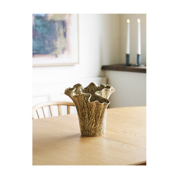 Pilkai smėlinės spalvos iš keramikos vaza (aukštis 23,5 cm) – House Nordic-image-1