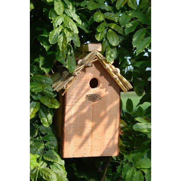 Paukščių namelis iš eglės medienos su šiaudiniu stogu Esschert Design Antik, aukštis 27 cm-image-2