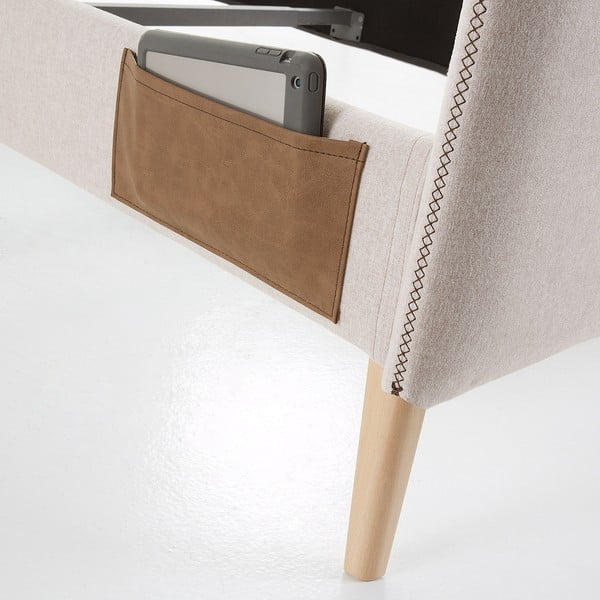 Smėlio spalvos dvigulė lova Kave Home Lydia, 160 x 200 cm-image-1