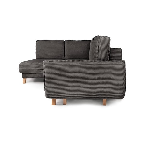 Iš kordinio velveto sulankstoma kampinė sofa pilkos spalvos (su kairiuoju kampu) Tori – Bonami Selection-image-3