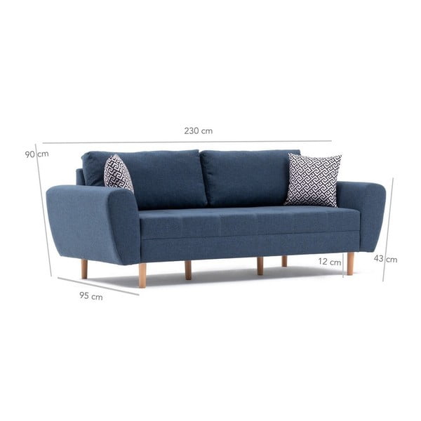 Tamsiai mėlyna trivietė sofa Igor-image-2