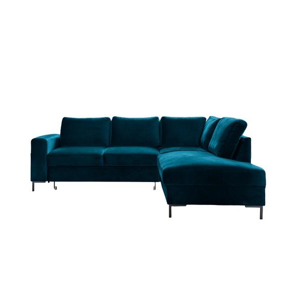 Iš velveto sulankstoma kampinė sofa turkio spalvos (su dešiniuoju kampu) Lofty Lilly – Miuform