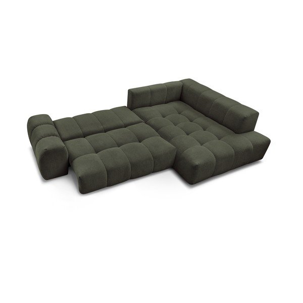 Žalios spalvos iš šenilinio audinio sulankstoma/su sandėliavimo vieta kampinė sofa (su dešiniuoju kampu/„L“ formos) Everest – Bobochic Paris-image-4