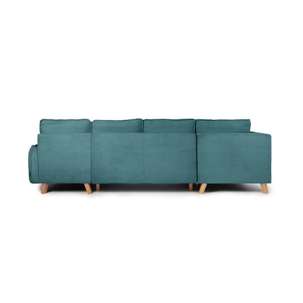 Iš kordinio velveto sulankstoma kampinė sofa turkio spalvos (su kairiuoju kampu/„U“ formos) Tori – Bonami Selection-image-4