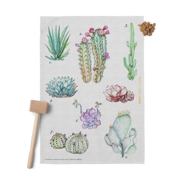 2 medvilninių virtuvinių rankšluosčių rinkinys Happy Friday Basic Cactus, 70 x 50 cm-image-1