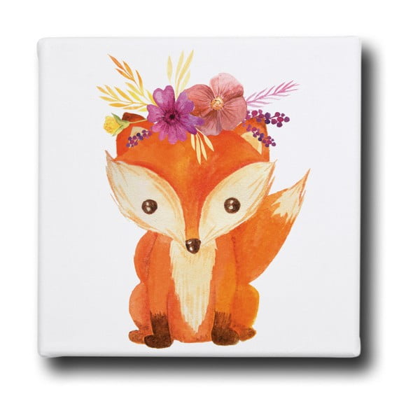 Vaizdas ponas Little Fox lapė lapė su gėlėmis