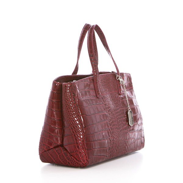 Bordo spalvos natūralios odos rankinė "Federica Bassi Python-image-4