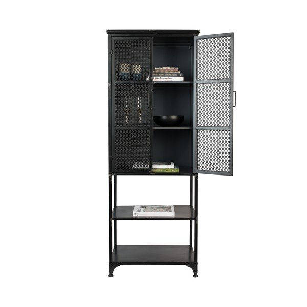Vitrina iš metalo juodos spalvos 60x161 cm Denver – Dutchbone-image-3
