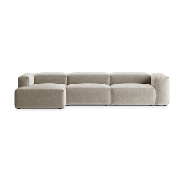 Smėlio spalvos kampinė sofa (su kairiuoju kampu/su gultu) Bergamo – Cosmopolitan Design