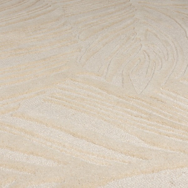 Smėlio spalvos vilnonis apvalus kilimas ø 160 cm Leaf - Flair Rugs-image-2