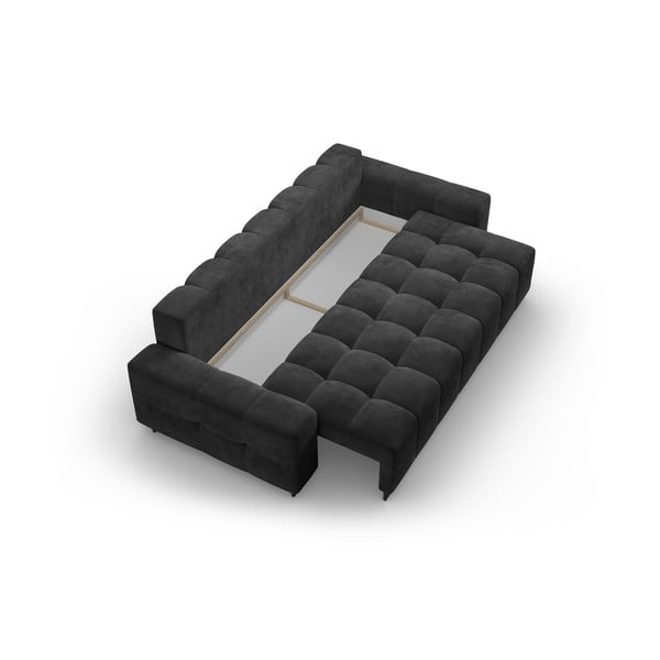 Tamsiai pilkos spalvos iš velveto sulankstoma/su sandėliavimo vieta sofa 250 cm Wicklow – Cosmopolitan Design-image-3