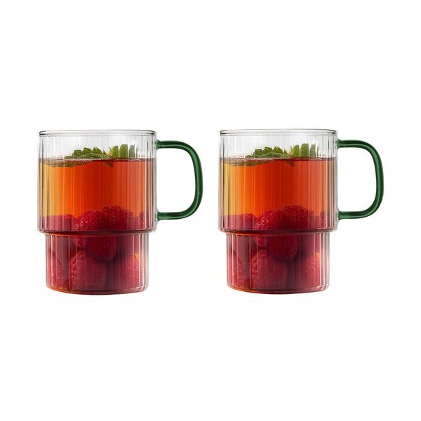 Žalios spalvos iš stiklo puodeliai 2 vnt. kapučino 350 ml Livio – Vialli Design