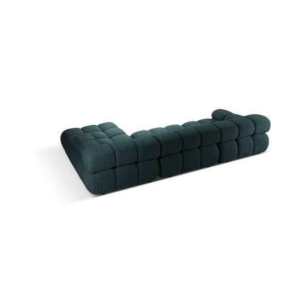 Smaragdinės spalvos modulinė kampinė sofa iš boucle (su dešiniuoju kampu/su gultu) – Micadoni -image-2