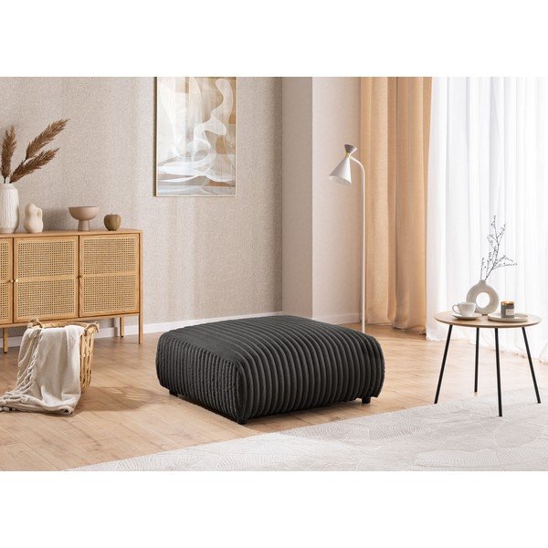 Tamsiai pilkos spalvos iš kordinio velveto taburetė Justin – Ropez-image-1