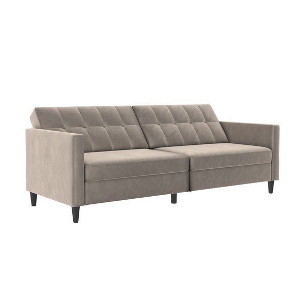 Iš velveto sofa smėlio spalvos 203 cm Hartford – Støraa-image-1