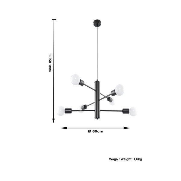 Juodas pakabinamas šviestuvas Sollux Donato 6-image-4