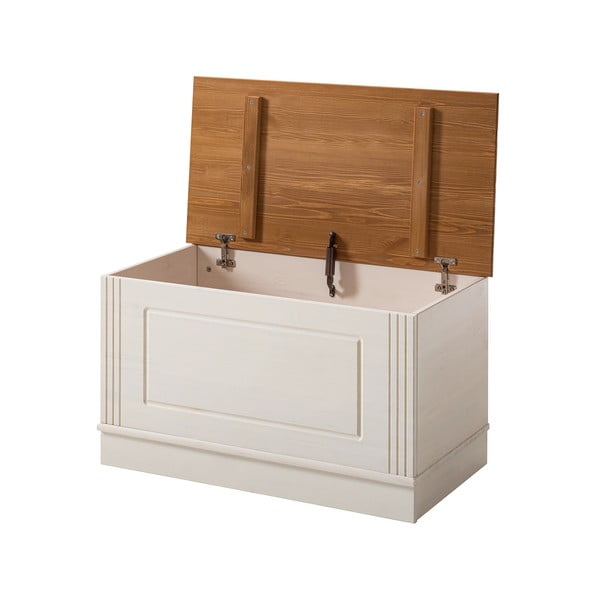 Iš pušies masyvo skrynia baltos spalvos 80x45 cm Anita – Støraa-image-3