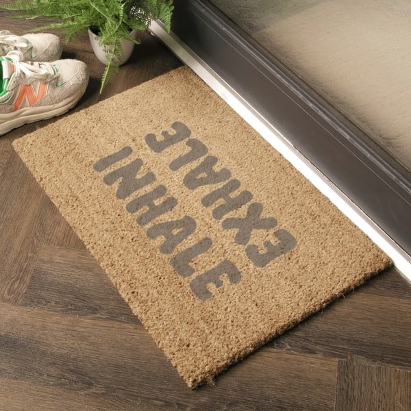 Iš kokoso pluošto grindų kilimėlis 40x60 cm Inhale Exhale – Artsy Doormats-image-1