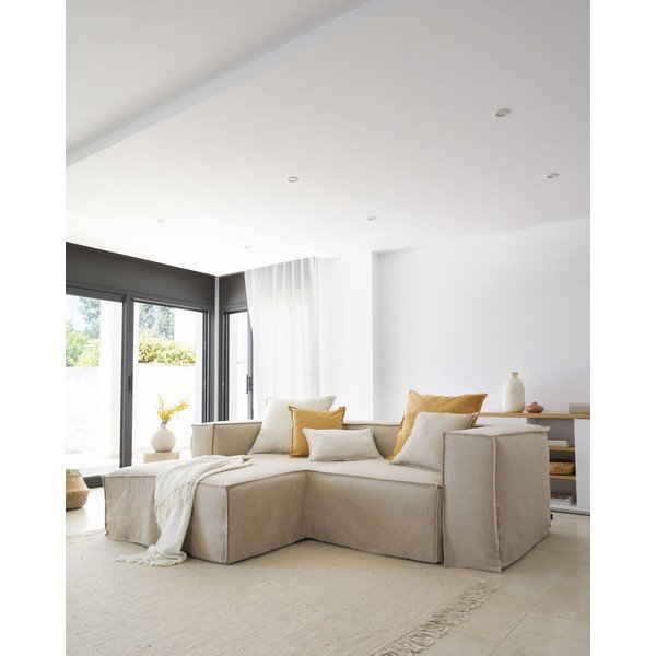 Iš lino mišinio dekoratyvinis pagalvės užvalkalas 45x45 cm Blok – Kave Home-image-4