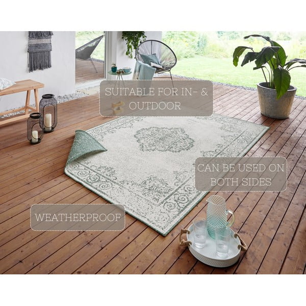 Žalios ir kreminės spalvos lauko kilimas NORTHRUGS Cebu, 200 x 290 cm-image-4