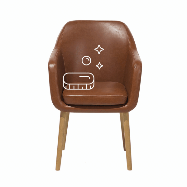 Kėdės su atlošu ir porankiais su odiniais apmušalais valymas, drėgnas giluminis valymas + odos maitinimas