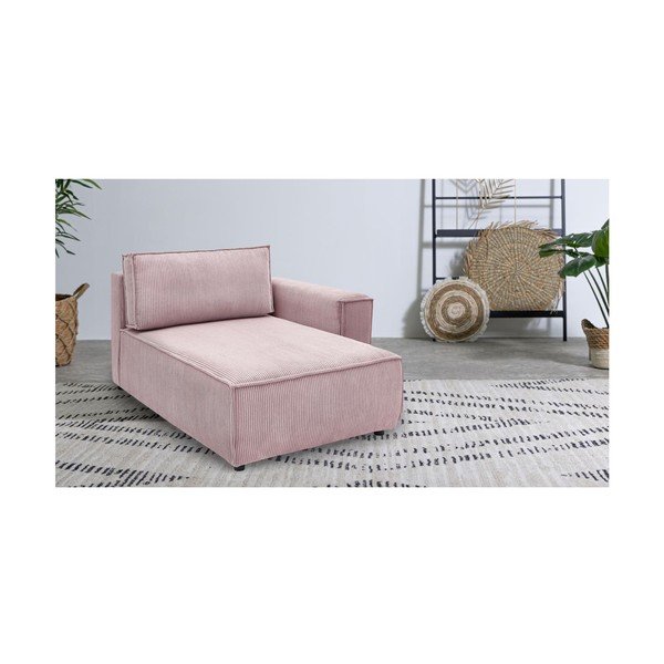Modulinė sofa šviesiai rožinės spalvos iš kordinio velveto (su dešiniuoju kampu) Nihad modular – Bobochic Paris-image-1