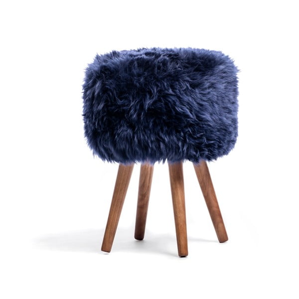 Kėdė su tamsiai mėlyna avikailio sėdyne Royal Dream, ⌀ 30 cm