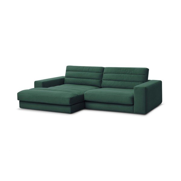 Žalios spalvos kampinė sofa iš velveto (su kairiuoju kampu/su gultu) Sierra – Bobochic Paris-image-2