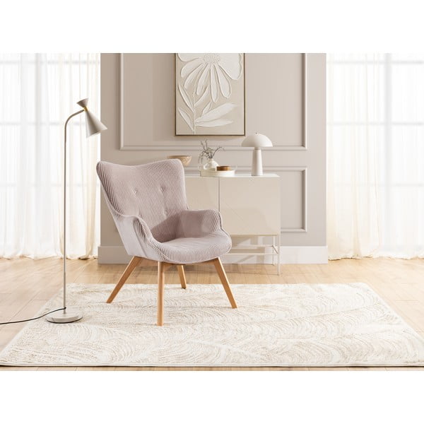 Šviesiai rožinės spalvos iš kordinio velveto krėslas Niko – Ropez-image-4
