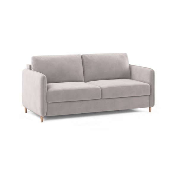Šviesiai rožinės spalvos sofa miegojimui iš velveto 184 cm – Micadoni -image-2