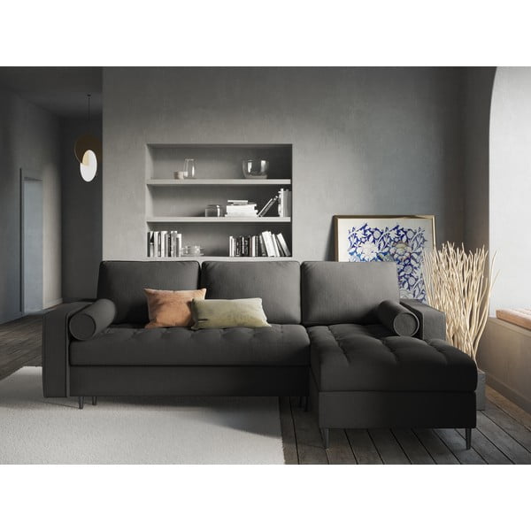 Tamsiai pilka sofa-lova Milo Casa Santo, kampas dešinėje-image-1