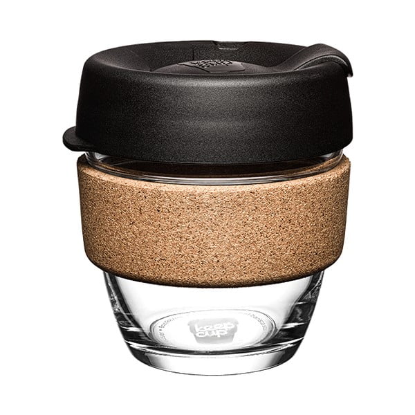 Kelioninis puodelis (ne termo) juodos spalvos/rudos spalvos 227 ml Brew Cork Black S – KeepCup