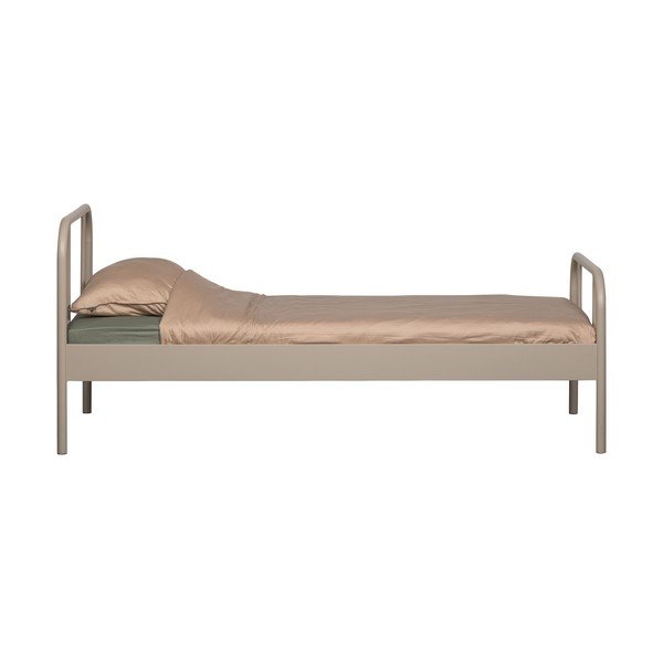 Smėlio spalvos viengulė lova su lovos grotelėmis iš metalo 90x200 cm Mata – WOOOD-image-4