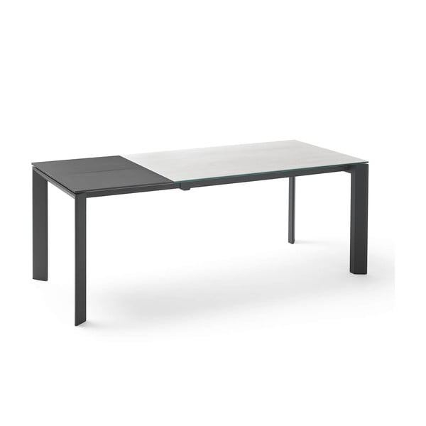 Pilkos ir juodos spalvos sulankstomas valgomojo stalas "Tamara Snow", ilgis 160/240 cm