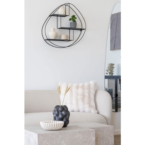Iš metalo kelių aukštų sieninė lentyna juodos spalvos 60 cm Wrexham – House Nordic-image-1