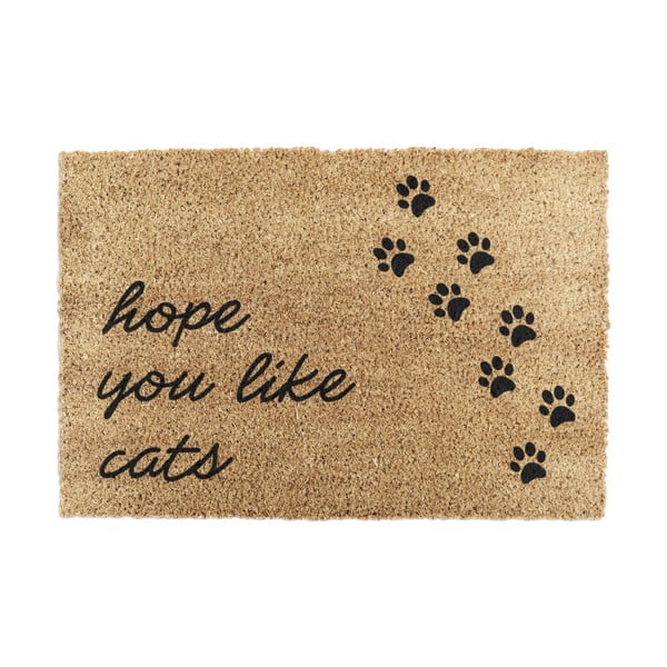 Iš kokoso pluošto grindų kilimėlis 60x90 cm Hope You Like Cats – Artsy Doormats