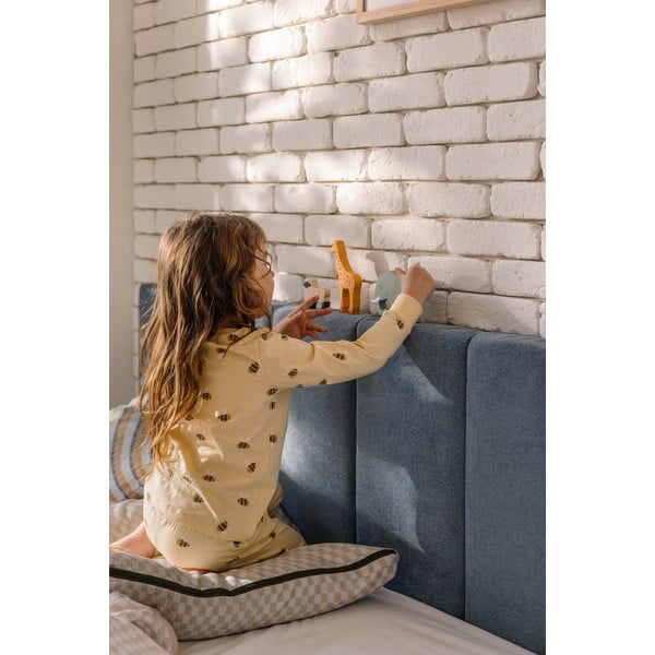 Mėlynos spalvos spyruoklinė lova 180x200 cm Olia Bold Line – Bonami Selection-image-3