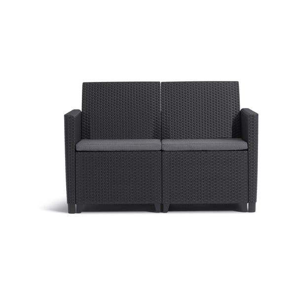 Antracito spalvos iš dirbtinio rotango sodo sofa Marie – Keter