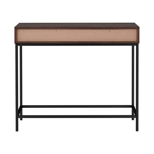 Konsolinis staliukas tamsiai rudos spalvos su riešutmedžio dekoro stalviršiu 35x90 cm Celine – Støraa-image-2